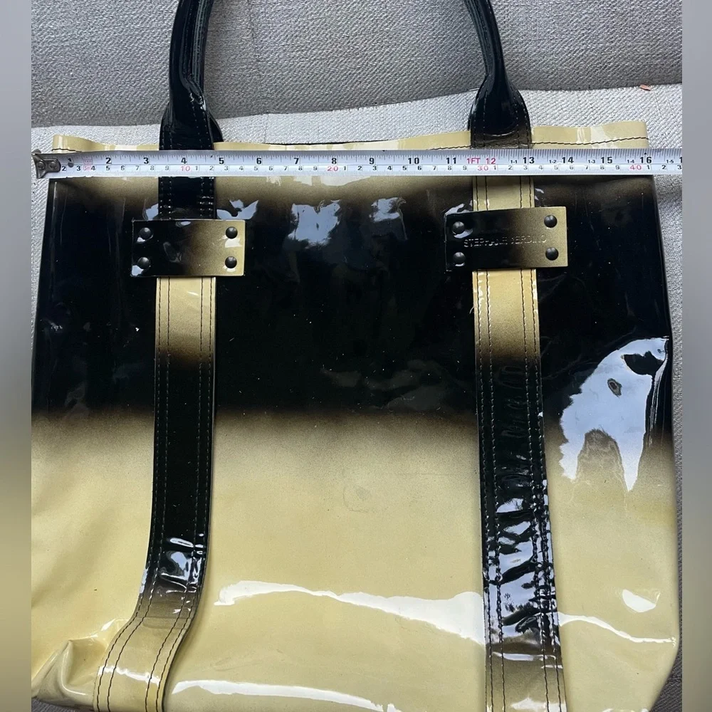 stephane verdino  Black and Gold Tote Bag big handbag  gloss - Picture 9 of 12